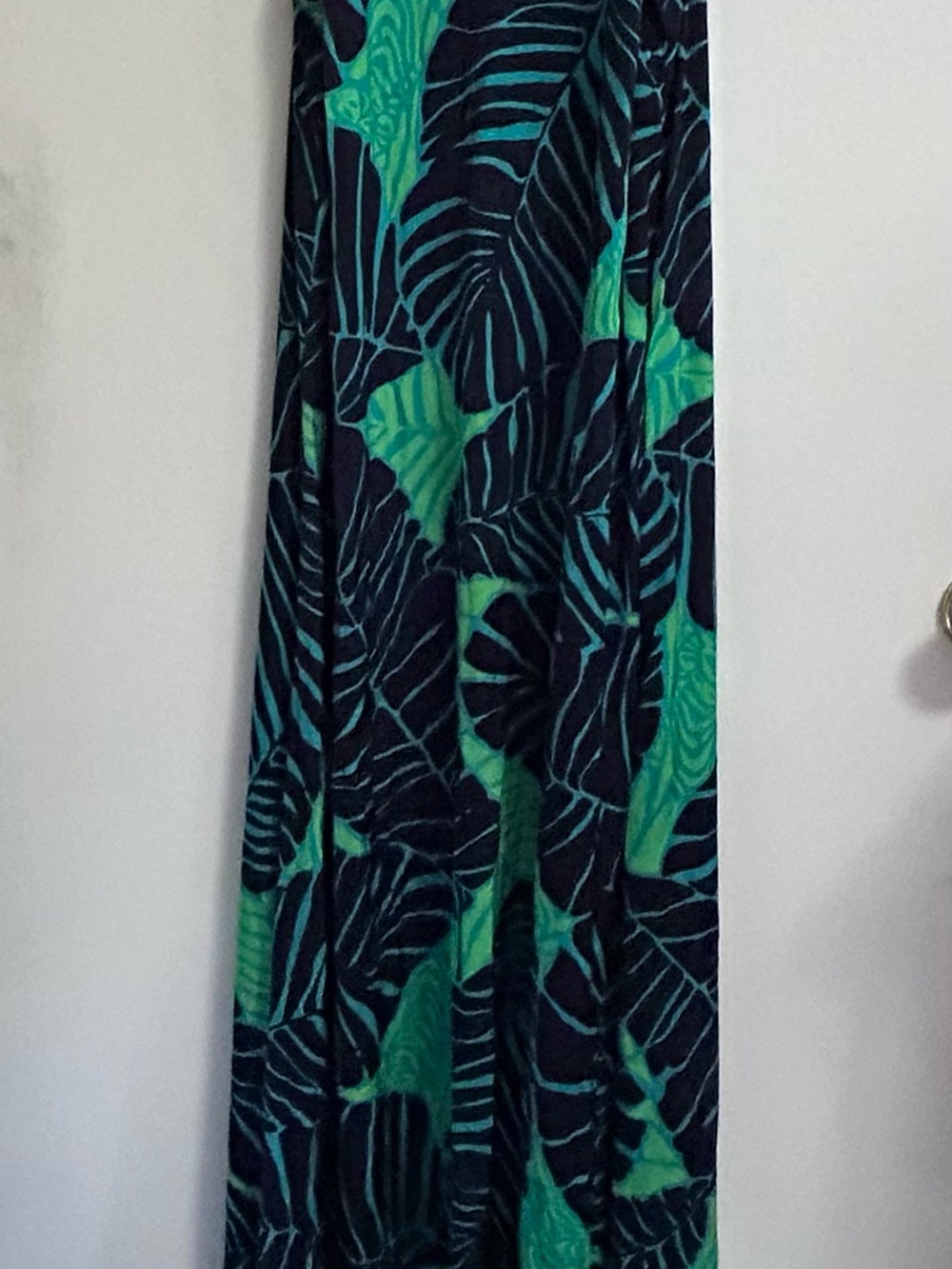 Lilly Pulitzer Navy Maxi Dress with Green Leaf Print